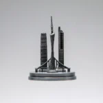 6-Inch Silver Rotating Globe Built-In Tourist Landmark Buildings - Image 4