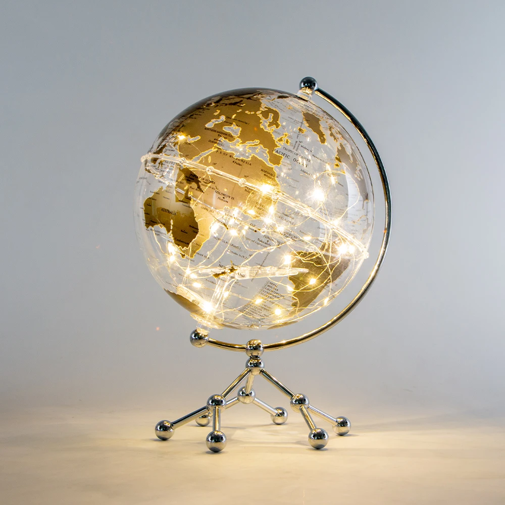 Hd4a67b2dd7a04e27b016115ffb3deadfU.webp Wellfun Home Decorations Products Large Earth Silver Color Map Novelty Gifts Globe Earth Globe Decor Globe - Image 1