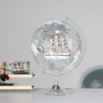 Wellfun Manufacturer 8Inch Desk Top Decor Silver Transparent Earth World Globes with Light - Image 4