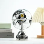 Wellfun HD Transparent Plastic Rotating Decor Education World Globe Model Acrylic Bluletooth Music Earth Globe Map